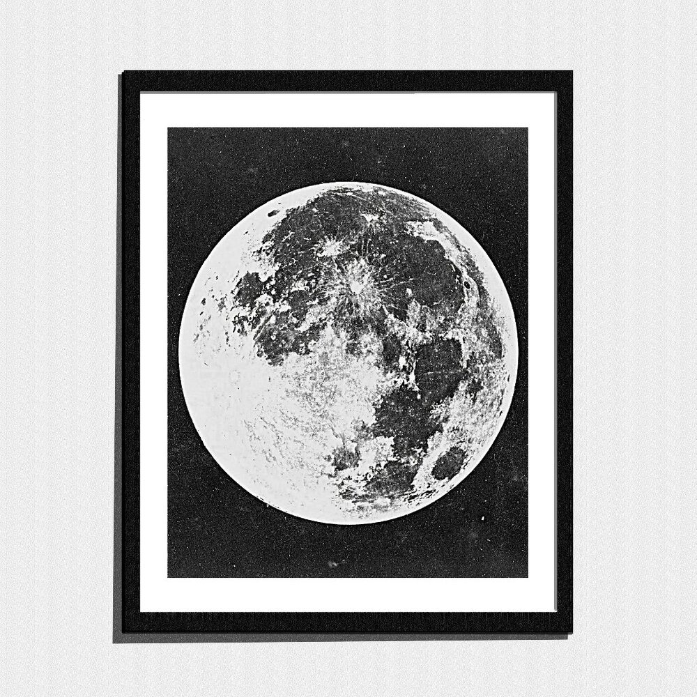 Art Print, Minimalist Full Moon Art